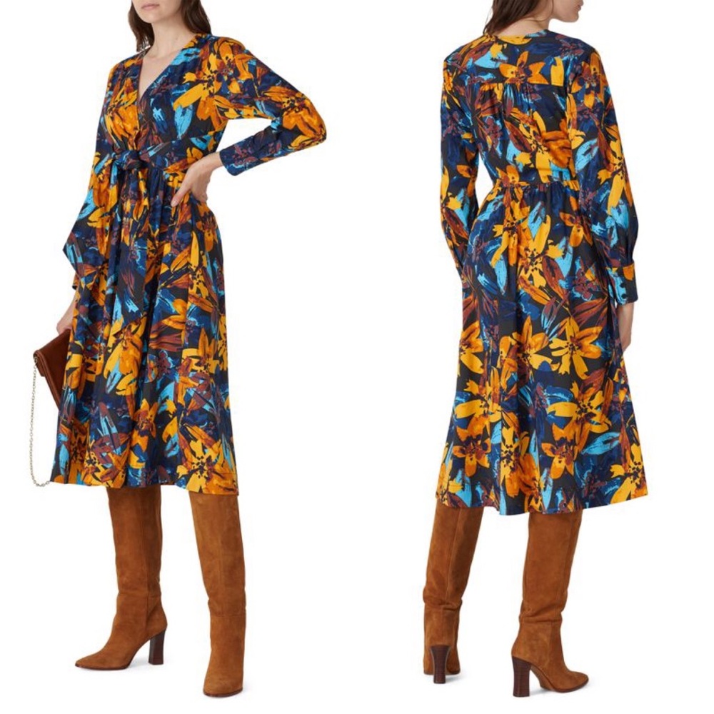 Marissa Webb Lily Floral Shirtdress long sleeve poplin cotton v-neck midi